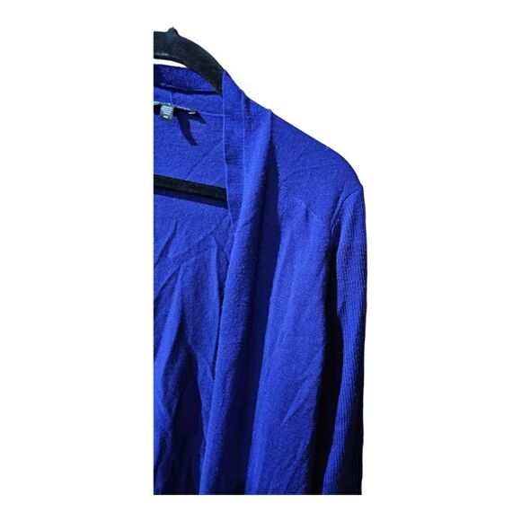EILEEN FISHER Blue Open Front Merino Wool Long Cardigan Sweater - Size Medium - Picture 5 of 7